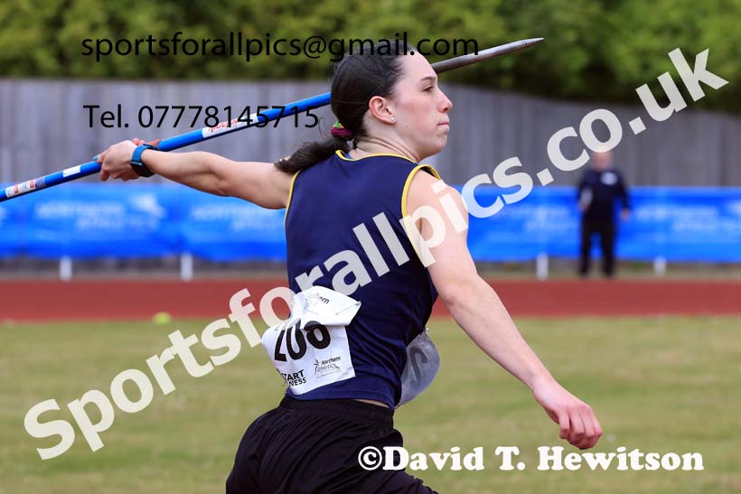 Womens Under-20s javelin, 2024 Northern Senior and Under-20s Track and Field Champs, Middlesbrough.  Photo: David T. Hewitson/Sports for All Pics